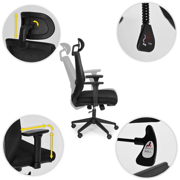 Ergonomická otočná kancelářská židle s nastavitelnou výškou černá ModernHome