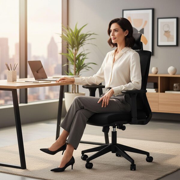 Ergonomická otočná kancelářská židle s nastavitelnou výškou černá ModernHome