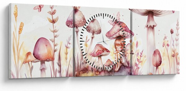 Obraz - Růžová víla (s hodinami) (90x30 cm)