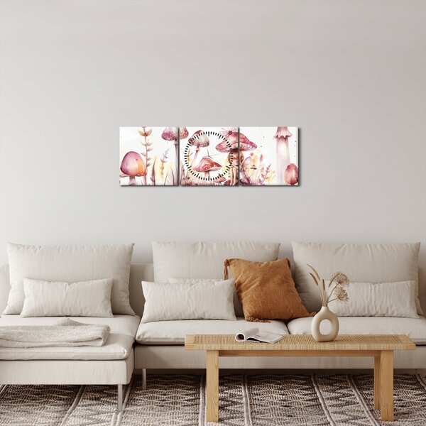 Obraz - Růžová víla (s hodinami) (90x30 cm)