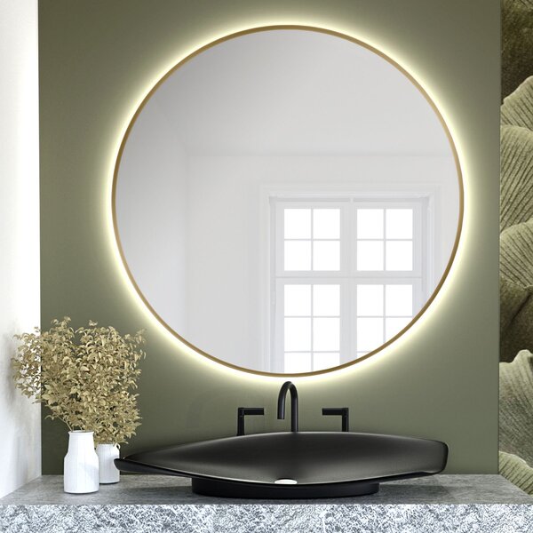 Baltica Design Bright zrcadlo 70x70 cm kulatý s osvětlením zlatá 5904107900223