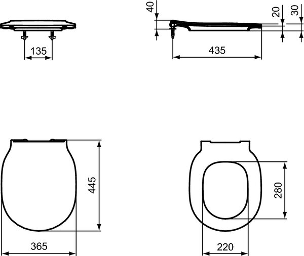 Ideal Standard Connect Air záchodové prkénko s pomalým sklápěním bílá E036601