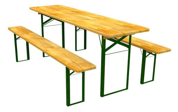 Stůl na zahradu se dvěma lavičkami 60 x 220 cm