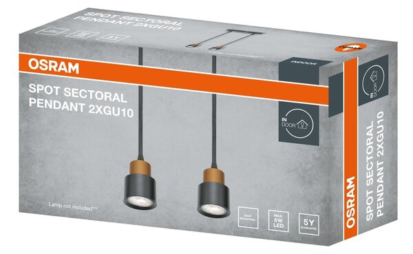 Černo-zlatá Bodovka SECTORAL 2xGU10 ZÁVĚSNÁ 210 mm