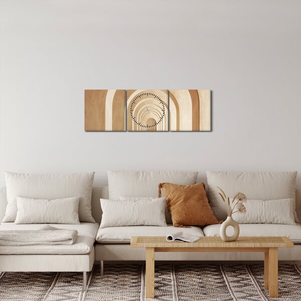 Obraz - Béžový průchod (s hodinami) (90x30 cm)