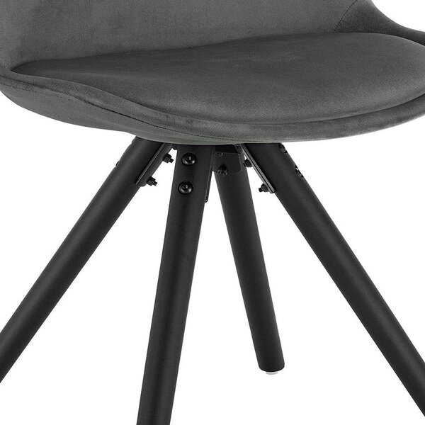 Happyment židle pro návštěvy Vivi - sada 2 židlí Eetkamer - Tmavě šedý samet - Dřevěné nohy - Výška 46 cm - Deluxe