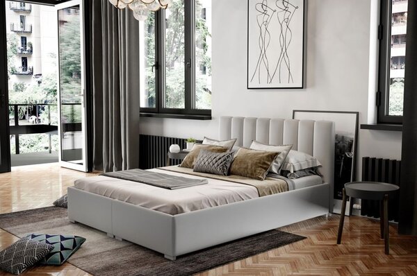 Čalouněná manželská postel s roštem 140x200 CEDRIK - šedá
