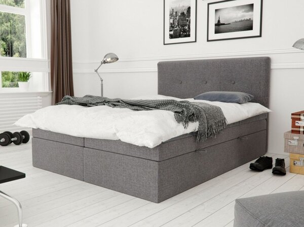 Čalouněná postel s úložným prostorem 140x200 LAKOTA - šedá