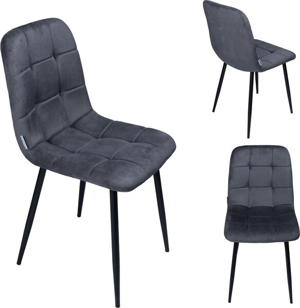 Bauerkraft G-494 Čalouněná sametová jídelní židle loft Velvet, grafitová