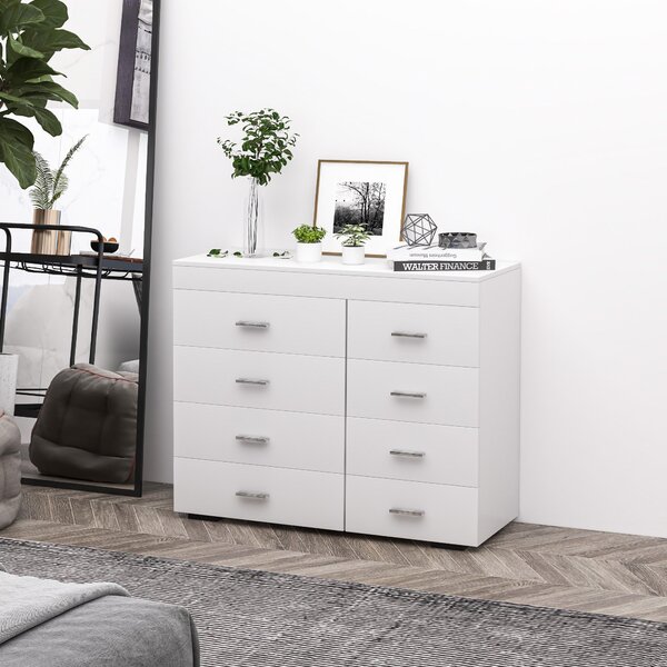 HOMCOM Mobil s zásuvkami - Komoda ze dřeva do ložnice, kuchyně, koupelny 90×35×73cm Bílá | Aosom