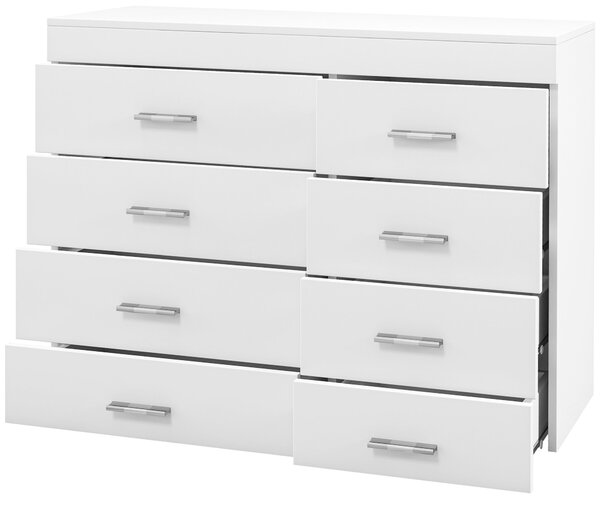 HOMCOM Mobil s zásuvkami - Komoda ze dřeva do ložnice, kuchyně, koupelny 90×35×73cm Bílá | Aosom