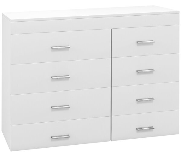 HOMCOM Mobil s zásuvkami - Komoda ze dřeva do ložnice, kuchyně, koupelny 90×35×73cm Bílá | Aosom