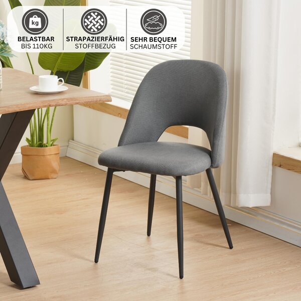 Jídelní židle Albatros s látkovým potahem, sada 2 židlí SILVI, šedobéžová - Stylový vintage design, látkový potah, čalouněná židle testovaná SGS - Moderní židle do kuchyně, jídelny nebo jídelního stolu