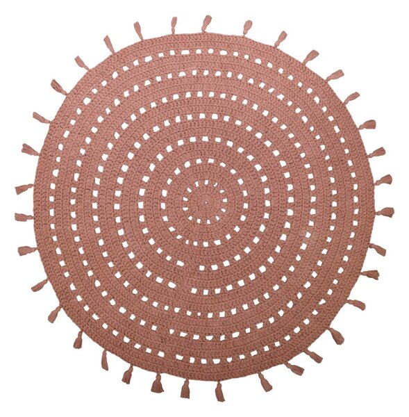 Starorůžový bavlněný ručně vyrobený koberec Nattiot Nila, ø 120 cm