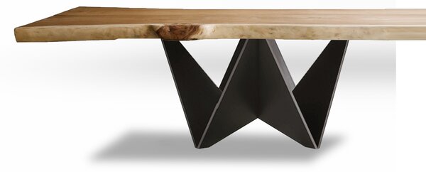 HOME22 Jídelní stůl TOKYO z masivu a oceli Materiál: dub, Barva podnoží: bílá, délka desky: 180 cm