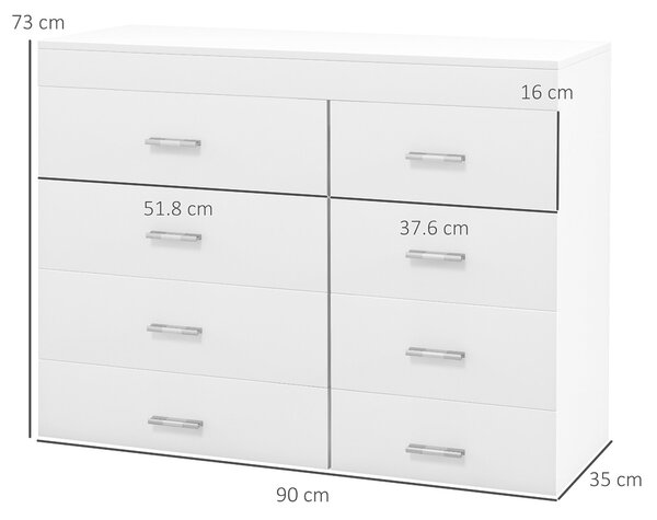 HOMCOM Mobil s zásuvkami - Komoda ze dřeva do ložnice, kuchyně, koupelny 90×35×73cm Bílá | Aosom