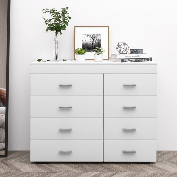 HOMCOM Mobil s zásuvkami - Komoda ze dřeva do ložnice, kuchyně, koupelny 90×35×73cm Bílá | Aosom