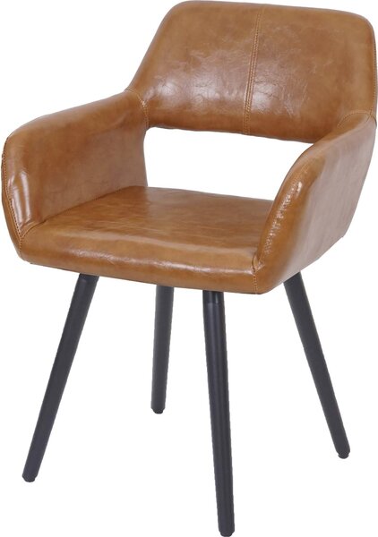 Jídelní židle HWC-A50 II, židle kuchyňská židle, retro design 50. let Imitace kůže, imitace semiše, tmavé nohy