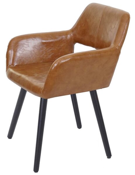Jídelní židle HWC-A50 II, židle kuchyňská židle, retro design 50. let Imitace kůže, imitace semiše, tmavé nohy