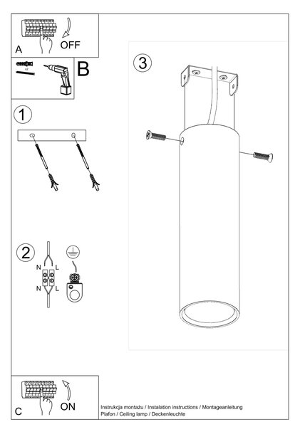 Sollux Lighting Stropní svítidlo LAGOS 20 černé