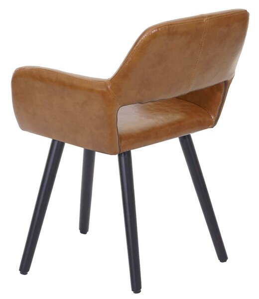 Jídelní židle HWC-A50 II, židle kuchyňská židle, retro design 50. let Imitace kůže, imitace semiše, tmavé nohy