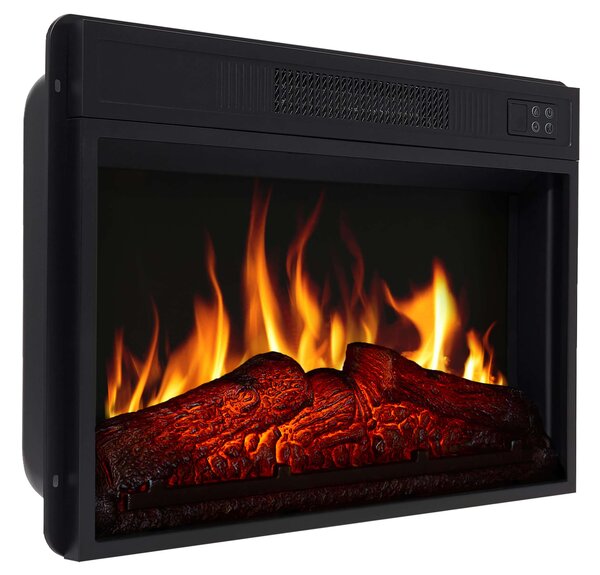 ArtiFlame AF23S, elektrický vestavný krb s ohřevem 1800 W, realistický efekt plamene, LED osvětlení, dálkové ovládání, časovač, černý