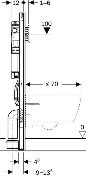 Geberit Duofix 2025 WC-Element Sigma12 BH120cm, s hygienickým splachováním. HS30 KW bez WW, 1 ks