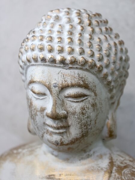 Bílo - zlatá antik dekorace socha Buddha Vittel - 23*17*28cm - Chic Antique
