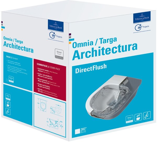 Villeroy & Boch Architectura combi-pack sada s prkénkem závěsná bez splachovacího kruhu bílá 5684HR01