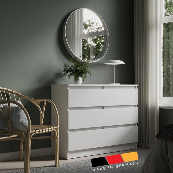 Komoda se 6 zásuvkami 100x78 cm komoda bílá dřevěná skříň komoda příborník příborník příborník organizér šířka 100 cm výška 78 cm
