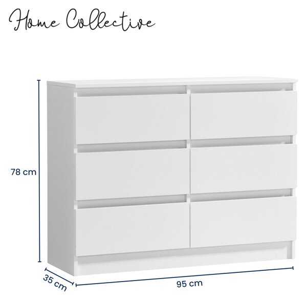 Komoda se 6 zásuvkami 100x78 cm komoda bílá dřevěná skříň komoda příborník příborník příborník organizér šířka 100 cm výška 78 cm