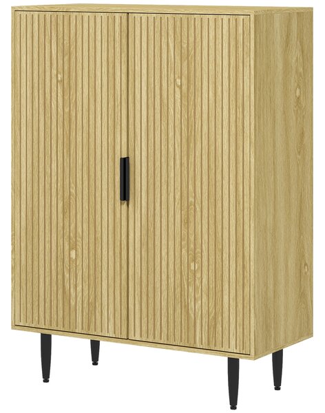 HOMCOM Úložný regál na obuv na 15 párů bot, regál do předsíně s 4 nastavitelnými policemi a kovovými nohami, 80x38x110cm, Dub | Aosom