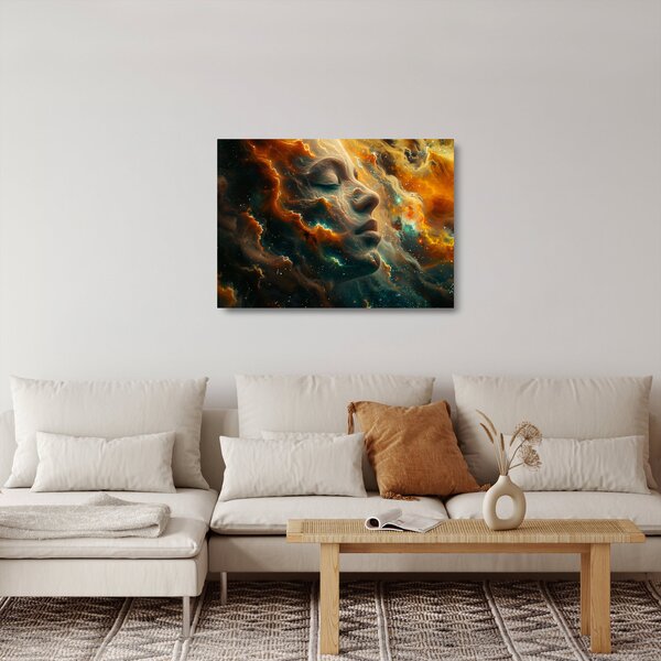 Skleněný obraz - Tvář ve vesmíru (70x50 cm)