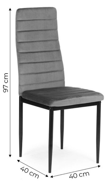ModernHome LR-1494 Sada 4 ks jídelních židlí VELVET, šedá