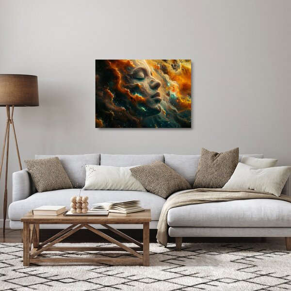 Skleněný obraz - Tvář ve vesmíru (70x50 cm)