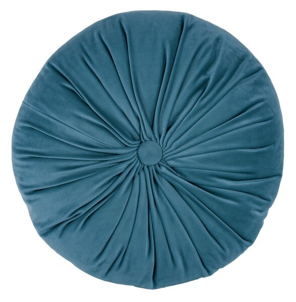 Modrý sametový dekorativní polštář Tiseco Home Studio Velvet, ø 38 cm