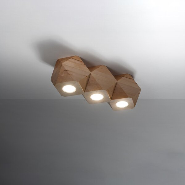 Sollux Lighting Stropní svítidlo WOODY 3 přírodní dřevo