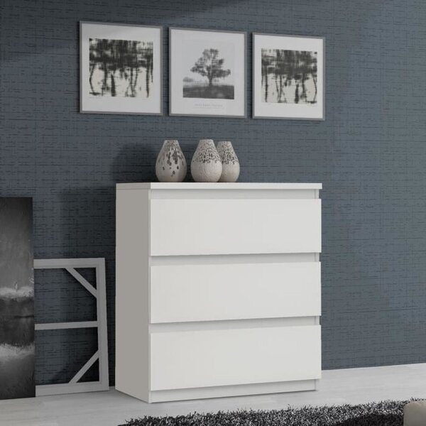 Komoda CHELSEA se 3 zásuvkami - matná bílá - 77,2 x 42 x 79,9 cm