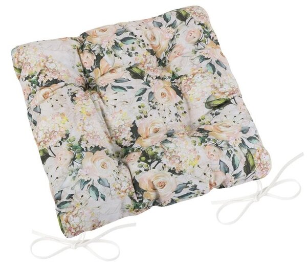Bellatex Sedák EMA prošívaný 40x40 cm Růže vanilková