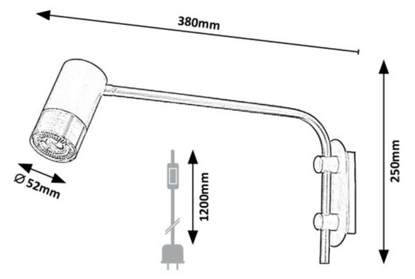 Rabalux nástěnné bodové svítidlo Zircon GU10 1X MAX 5W matná černá 5072