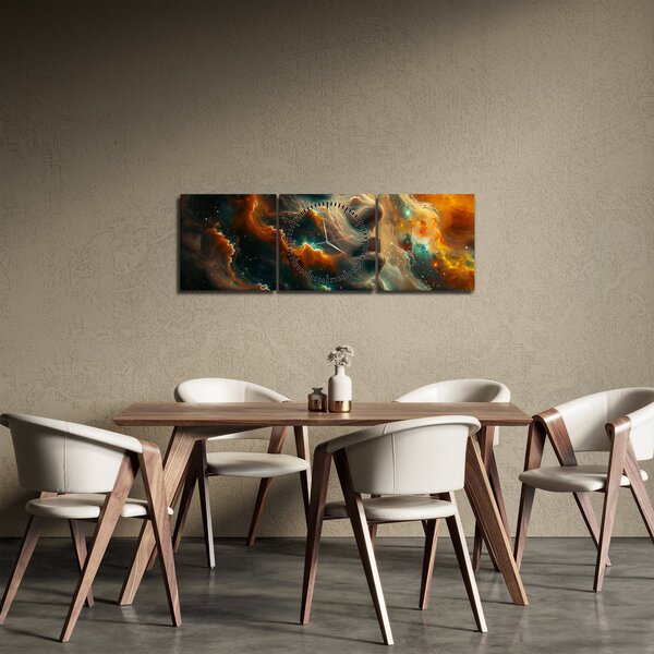 Obraz - Tvář ve vesmíru (s hodinami) (90x30 cm)