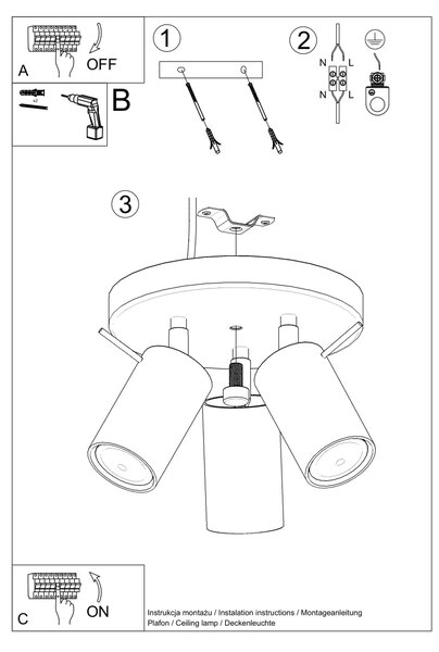 Sollux Lighting Stropní svítidlo RING 3P bílé