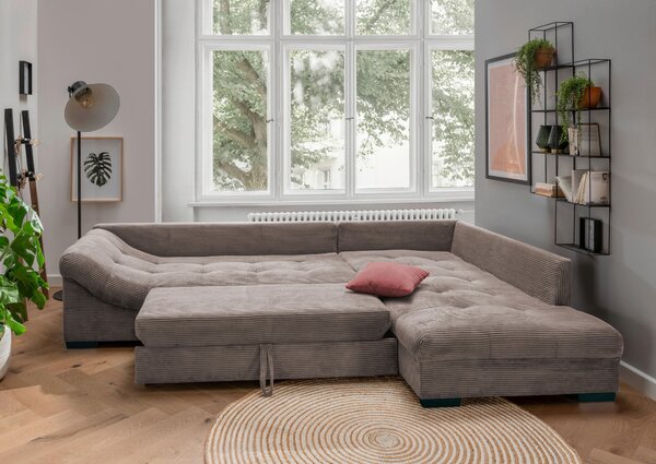 ROHOVÁ SEDAČKA, textil, šedohnědá P & B - Sedací soupravy, Online Only