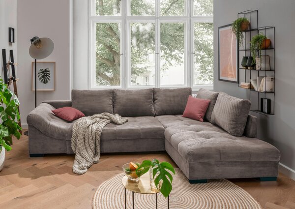 ROHOVÁ SEDAČKA, textil, šedohnědá P & B - Sedací soupravy, Online Only