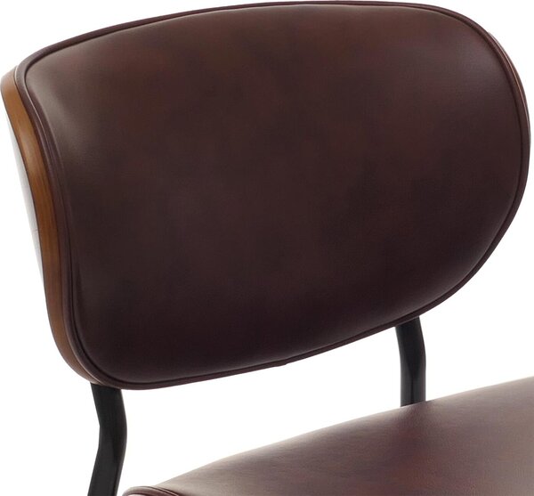 Sada 2 jídelních židlí HWC-O45, židle, ohýbaná umělá kůže 280g/m² Oeko-Tex vzhled ořechu, vintage hnědá barva
