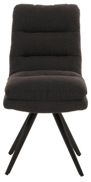 Sada 6 jídelních židlí HWC-G66, kuchyňská židle, otočná automatická poloha látka/textil bouclé MVG tmavě šedá