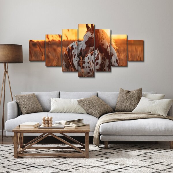 Obraz - Kůň při západu slunce (210x100 cm)