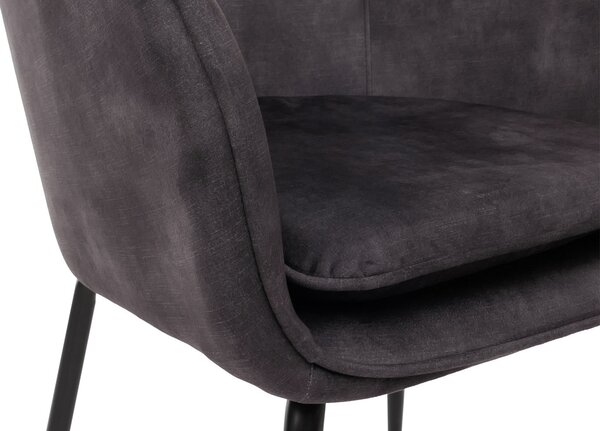Sada 2 jídelních židlí HWC-O28, kuchyňská židle čalouněná židle, látka/textil (340g/m²) kov tmavě šedá