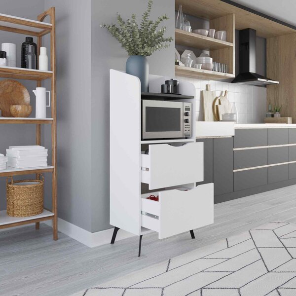 Designová skříňka na mikrovlnku CORGI, bílá / retro šedá