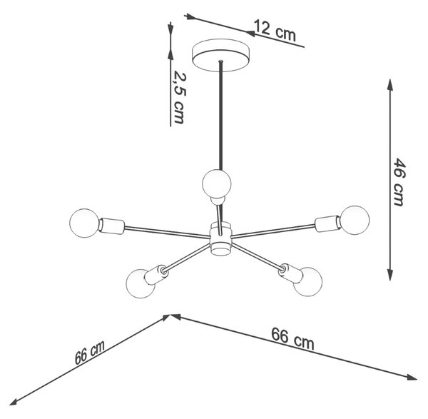 Sollux Lighting Lustr LANGO 5 černý